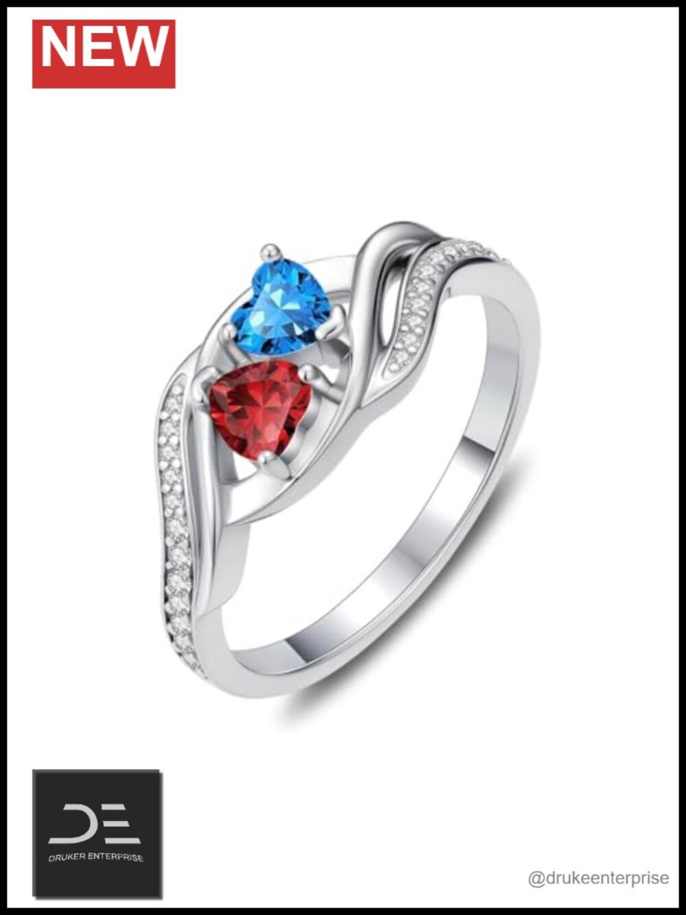 Infinity Double Birthstone Ring Size 7 Cubic Zirconia Heart Promise Ring